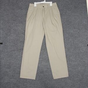 Lee Pants Mens 30x30 Beige Pleated Chino Khakis Casual Office Attire Classic Fit